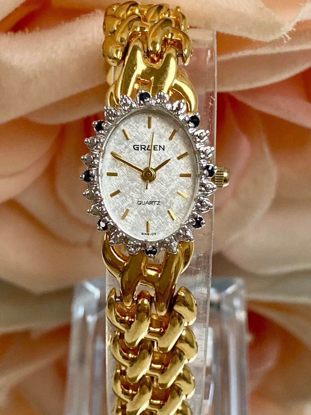 Vintage Gruen Diamond & Sapphire Accented Bezel Cocktail Watch